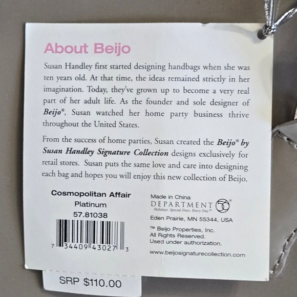 Beijo by Susan Handley Patent Satchel Shoulder Bag Champagne Taupe NWT $110.00 - Picture 3 of 12